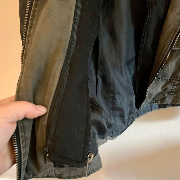 Black and green vegan leather moto jacket - Picture 6 of 10